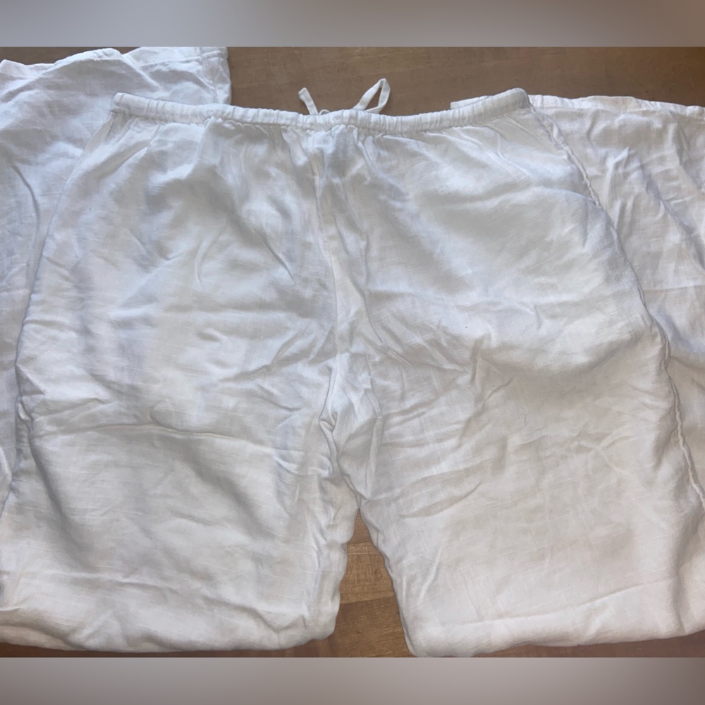 White linen pants